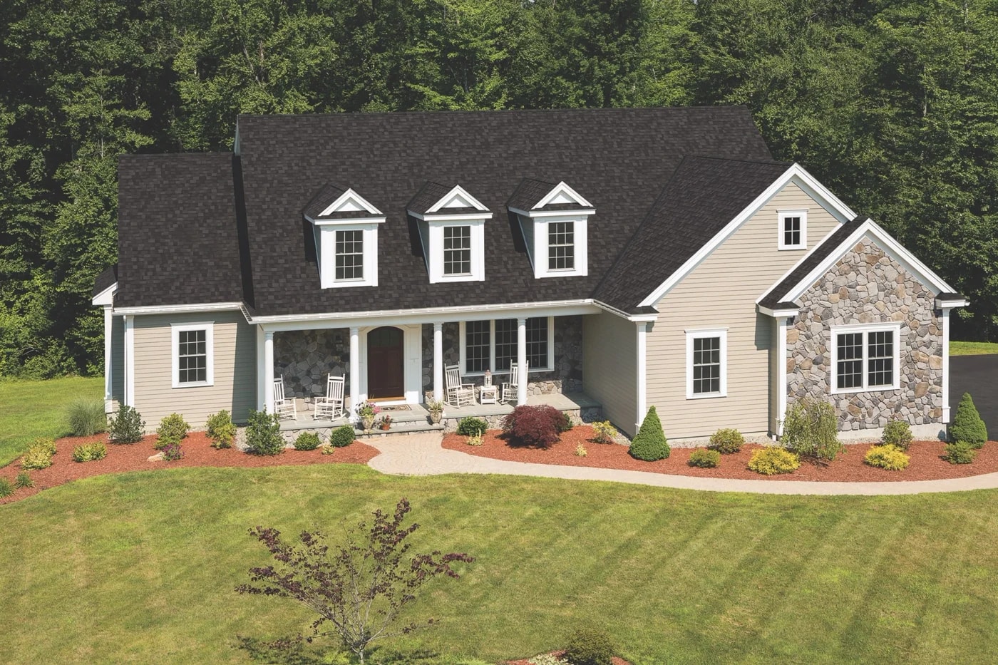 IKO Cambridge shingles in Dual Black on a manufacturer example home
