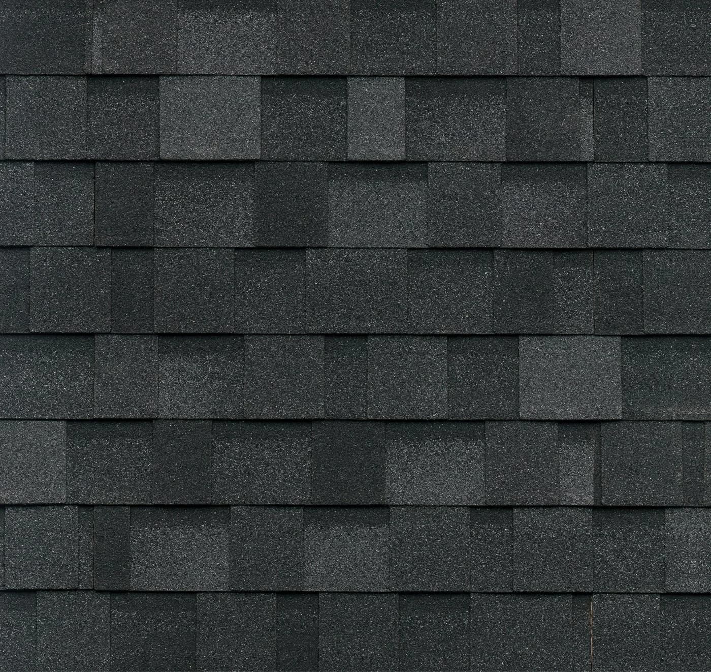Close-up of IKO Dynasty shingles in Granite Black